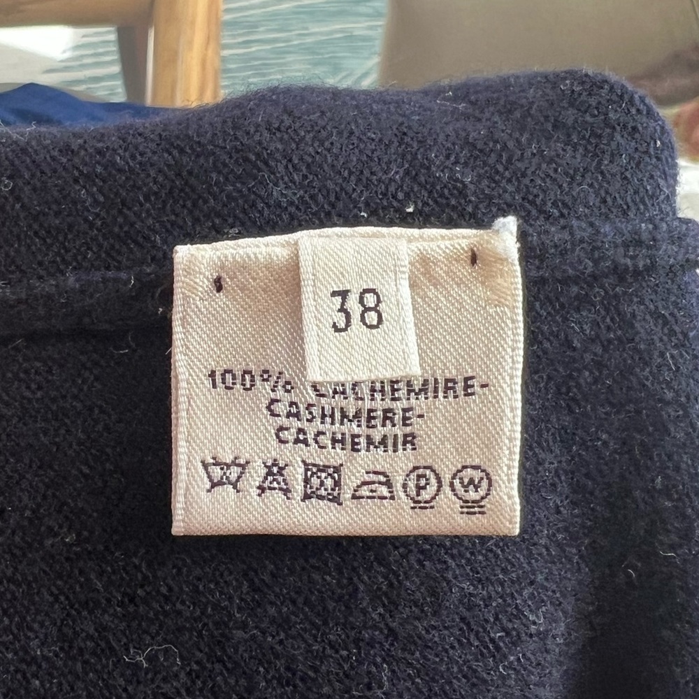 Hermès Paris Navy & Turquoise Cashmere Color Block Shift Dress Size 38 / US 6 - Picture 5 of 5